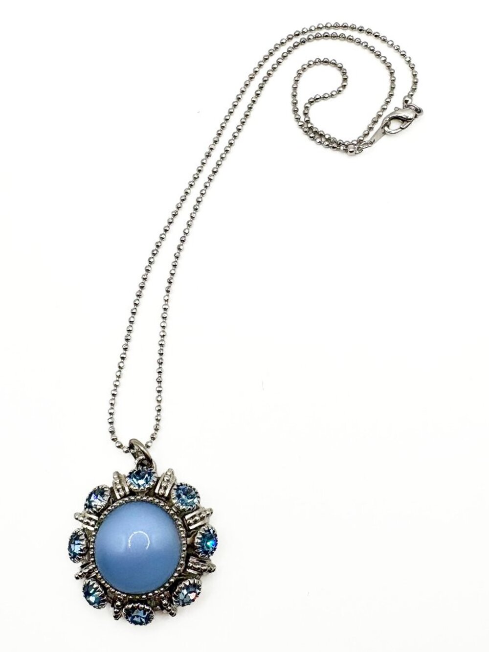 Vintage 1970s Avon Moon Magic Blue Lucite Necklace